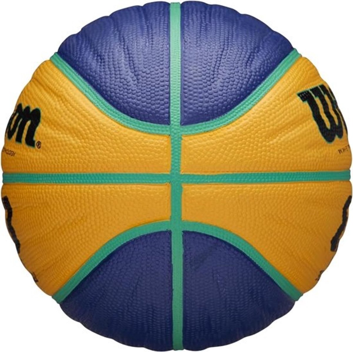 3X3 Basketbal Maat 5 - Geel/Blauw, Rubber Voor Binnen en Buiten