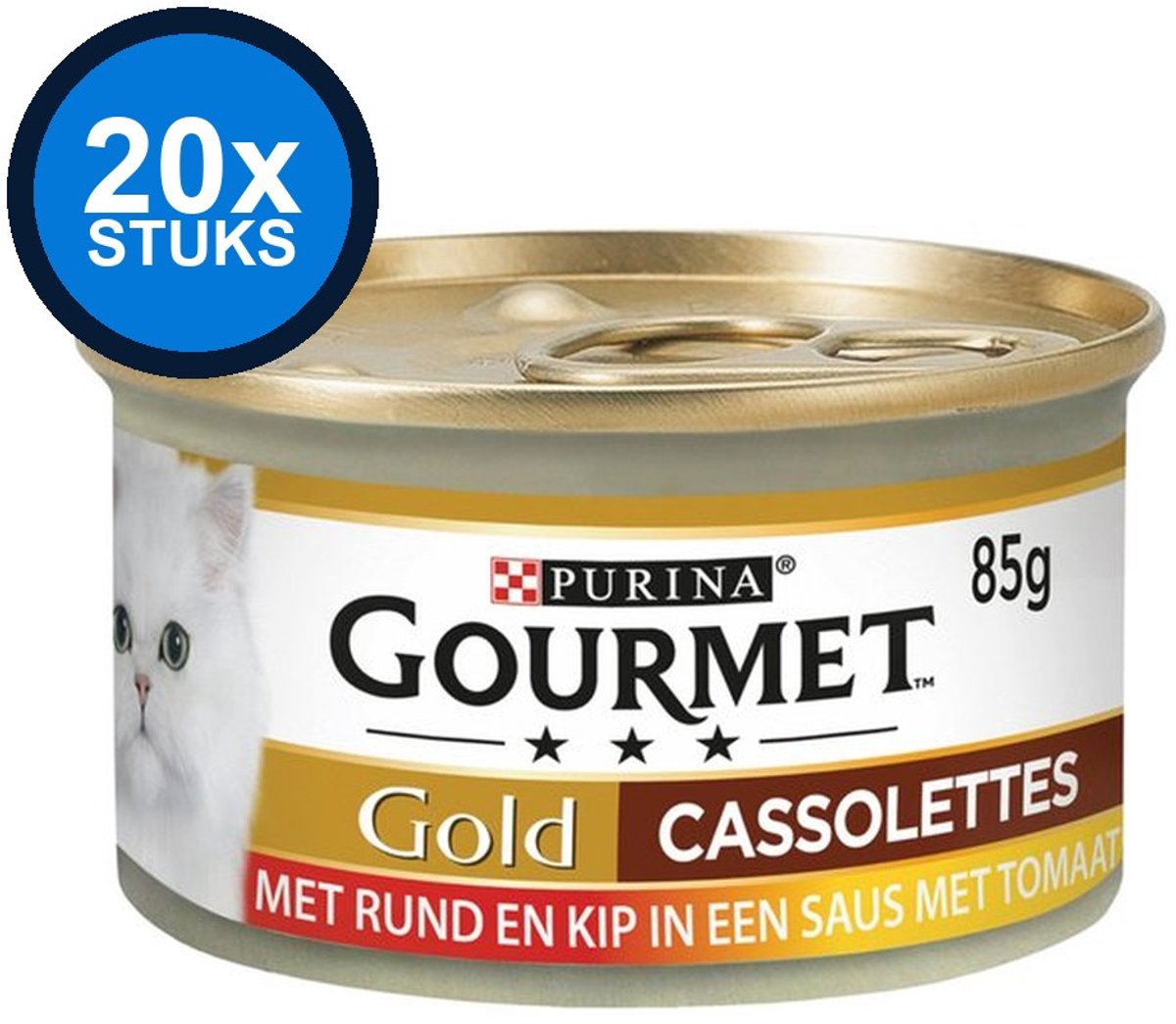 20x Gourmet Gold Cassolettes Rund - Kattenvoer Natvoer Blik - 85g
