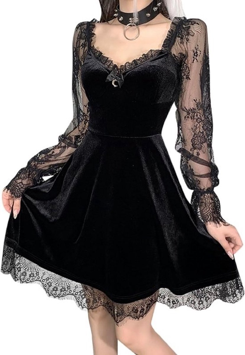 Elegante Lange Mouwen V-hals Jurk voor Dames - Geschikt voor Cocktail, Feest of Bruiloftsgast