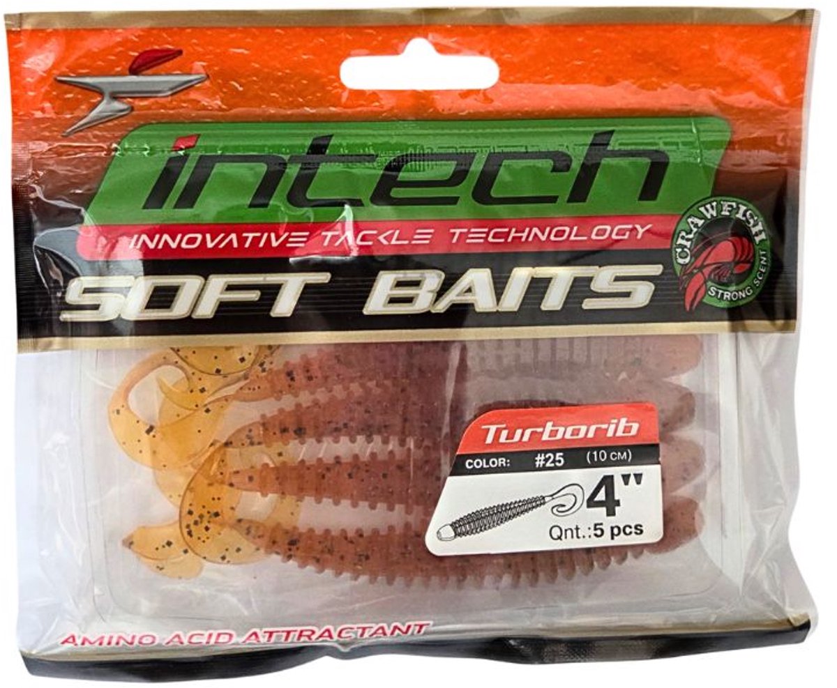 Intech Turborib Softbait 4'' - 10cm - 5 stuks - Shad kleur #25 - Softbait voor Roofvissen
