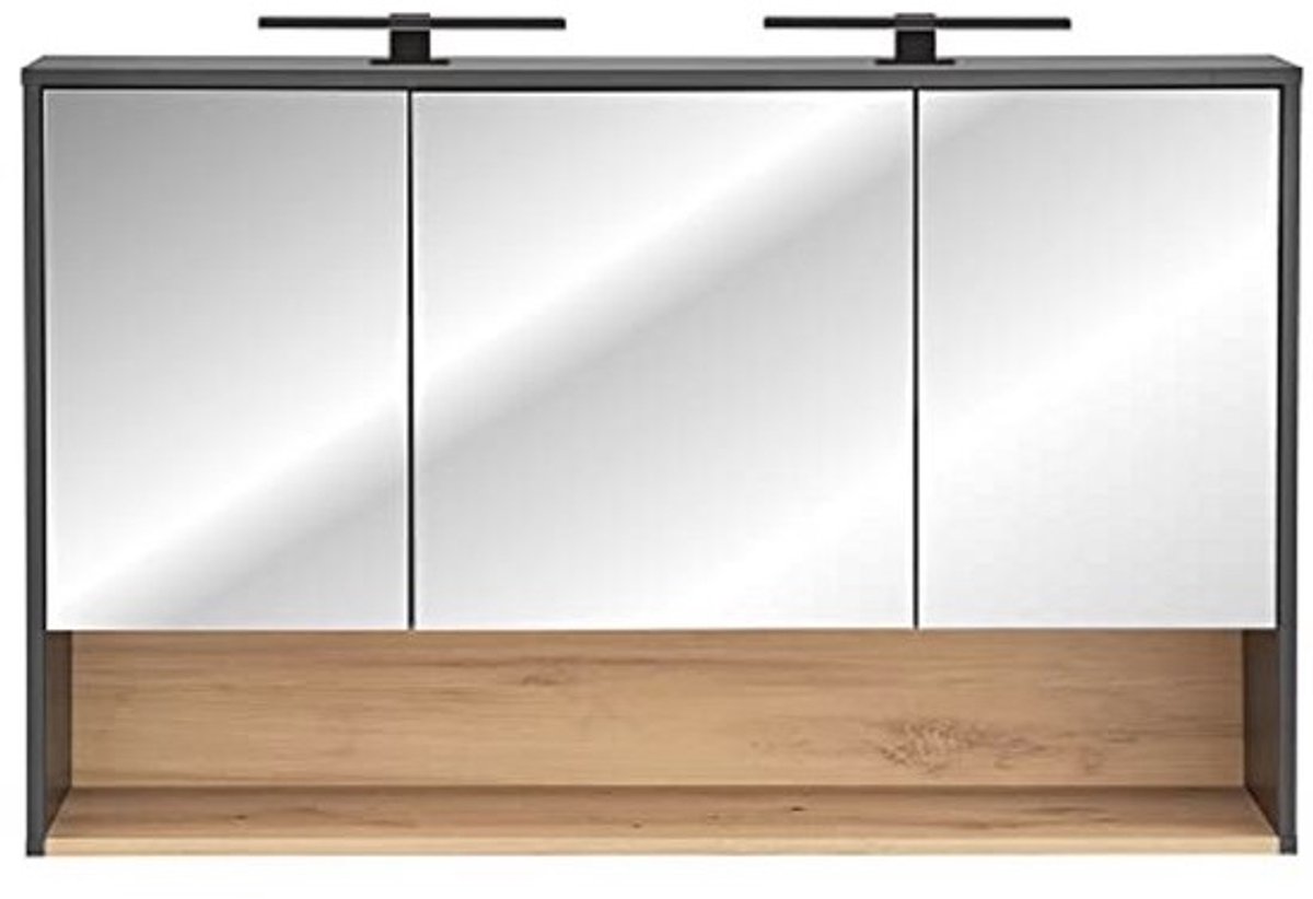 Badkamerspiegelkast 120 cm met LED-verlichting in antraciet en Artisan eiken