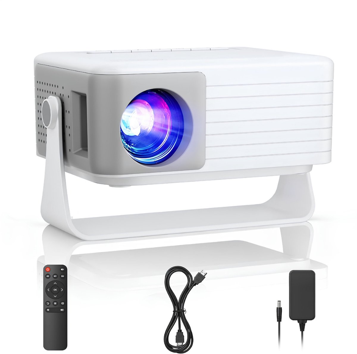 KIRA® Draagbare Beamer - Mini Projector - Draagbaar & Compact - Wit - 12cm x 10cm x 9cm