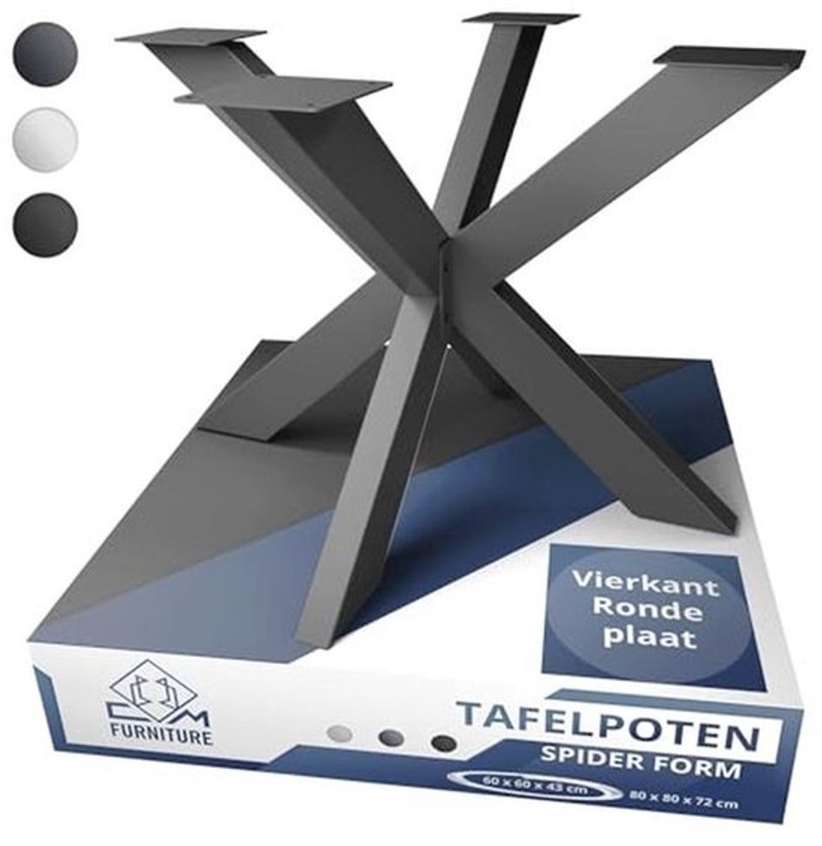 Moderne Tafelpoten voor Ronde en Vierkante Tafelbladen - Hoogte 43 cm - Eenvoudige Montage - Stalen Onderstel voor Vergadertafels en Salontafels