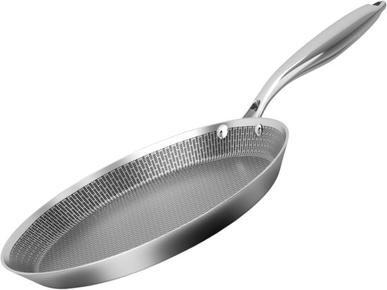 Royal Swiss Pannenkoekenpan 26 cm – Crêpe Pan – Tri-Ply RVS – PFAS-vrij – Honingraat – Inductie – Lage Rand