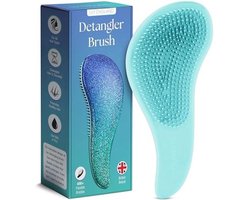 Lily England Detangler Brush for Curly Hair, Thick, Straight & Natural Hair - Gentle Detangling Hair Brush for Women, Kids & Toddlers with Flexible Bristles- Hairbrush for Wet & Dry Hair, Blue-Glitter