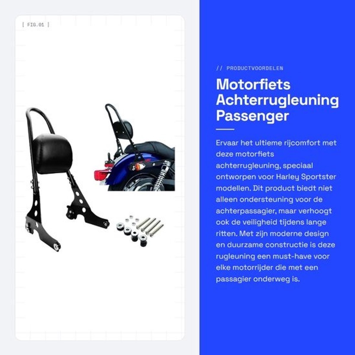 Motorfiets Achterrugleuning Sissy Bar voor Sportster Modellen 2004-2023