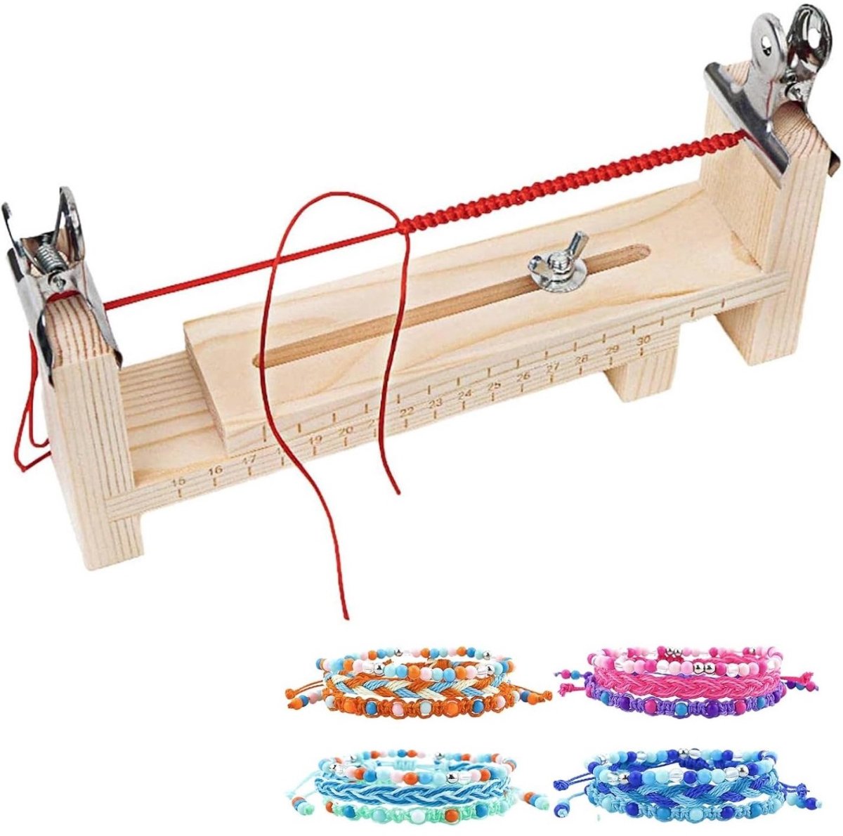 SSTRWGOOD Verstelbare Armbandenmaker van hout - Paracord armbandenmaker met 2 clips - Kan ook gebruikt worden om je eigen paracord hondenhalsband te maken