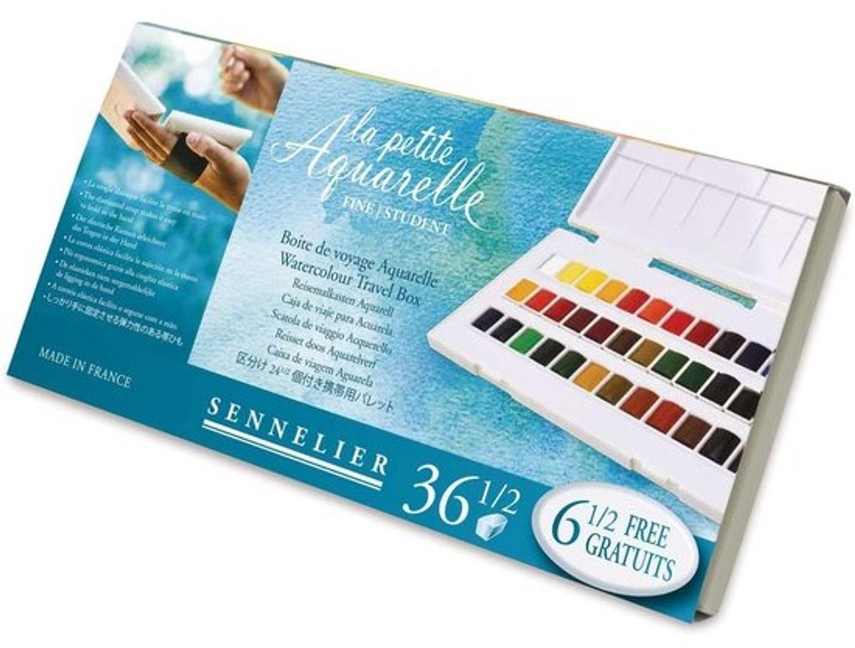 Kwaliteit set van 36 halve aquarelverfblokjes voor beginners en kunstenaars