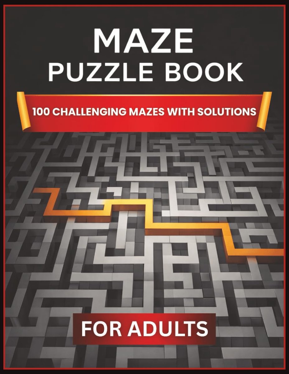 Maze Puzzle Book for Adults: 100 Challenging Modern Rectangular Mazes — Relaxing Brain Games - ShopVlot