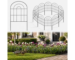 Lemlit Tuinhek 10 Stuks - Metalen Insteekhek, Borderhek, Sierhek, Gazonrand, Dierenhek en Parkhek met Boogdesign voor Tuin Bloemperk Gazon - 32,5 x 61 cm - Zwart