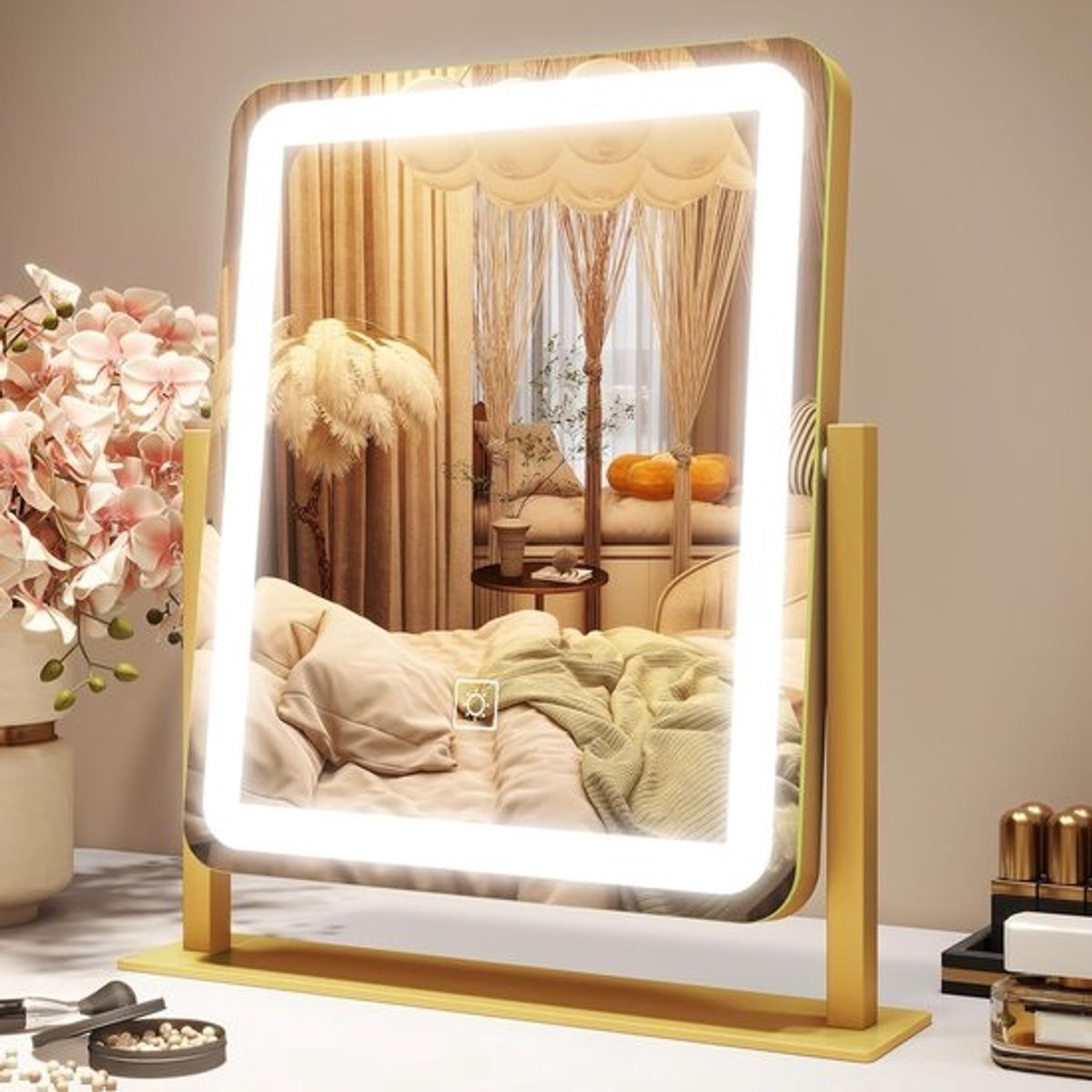 Grote LED Make-up Spiegel met 3 Lichtmodi en Slimme Touchbediening