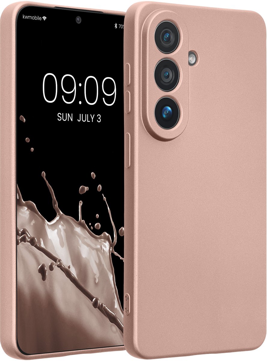 kwmobile metallic telefoonhoesje van TPU - geschikt voor Samsung Galaxy S26 - Flexible case voor smartphone - In metallic roségoud