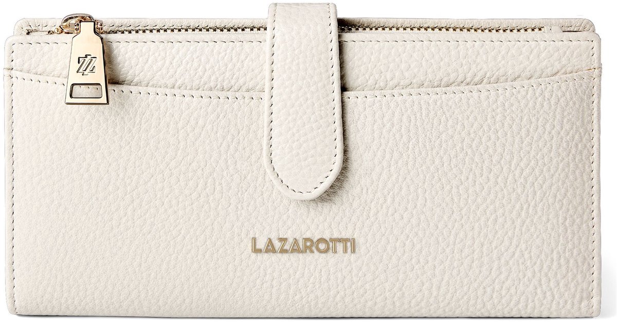 Lazarotti portemonnee Bologna Leather Wallet 20 cm Cream crème