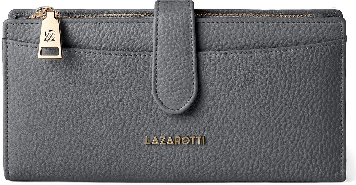 Lazarotti portemonnee Bologna Leather Wallet 20 cm Grey grijs