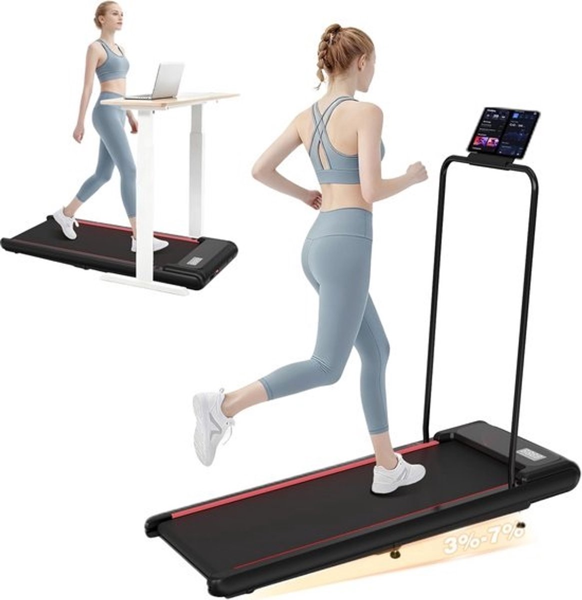 Compacte Loopband met Verstelbare Hellingshoeken en Afneembare Handgreep voor Thuisgebruik