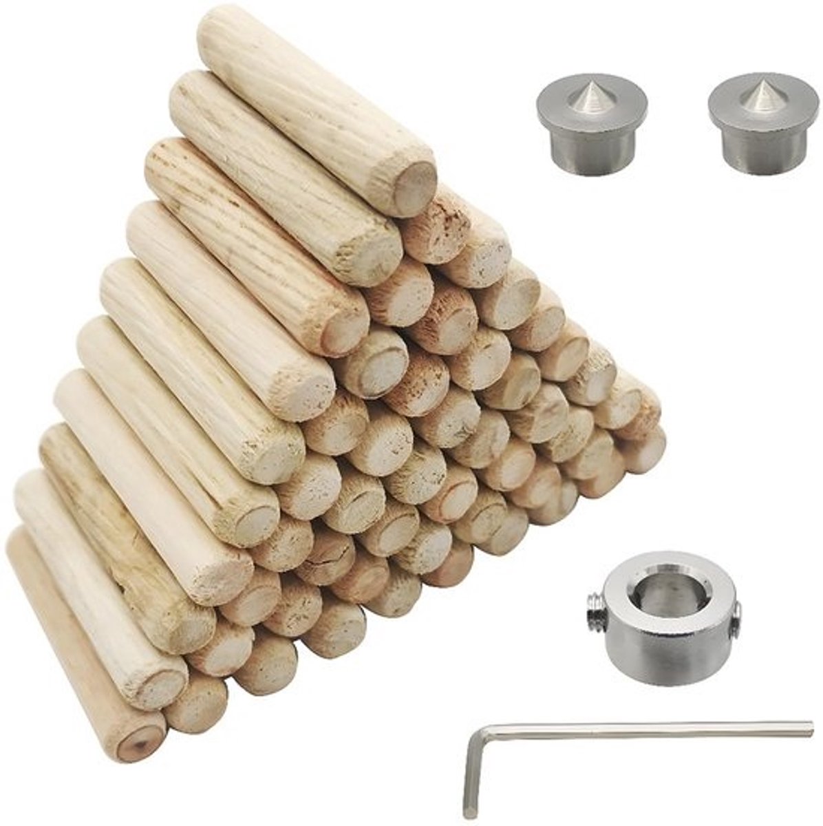 Houten deuvelset - Bevestigingspinnen - Meubels maken - Inclusief markeerpinnen - 8 mm 55 stuks - Houtkleur