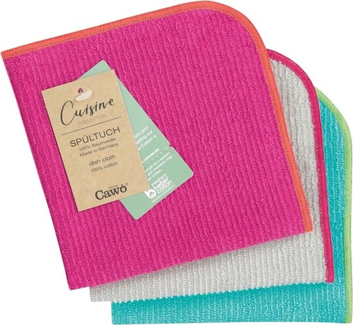 Vaatdoeken Trio - Keukendoeken - Hygiënisch Werken - Zachte Katoenvezels - 30x30 cm - Roze Turquoise