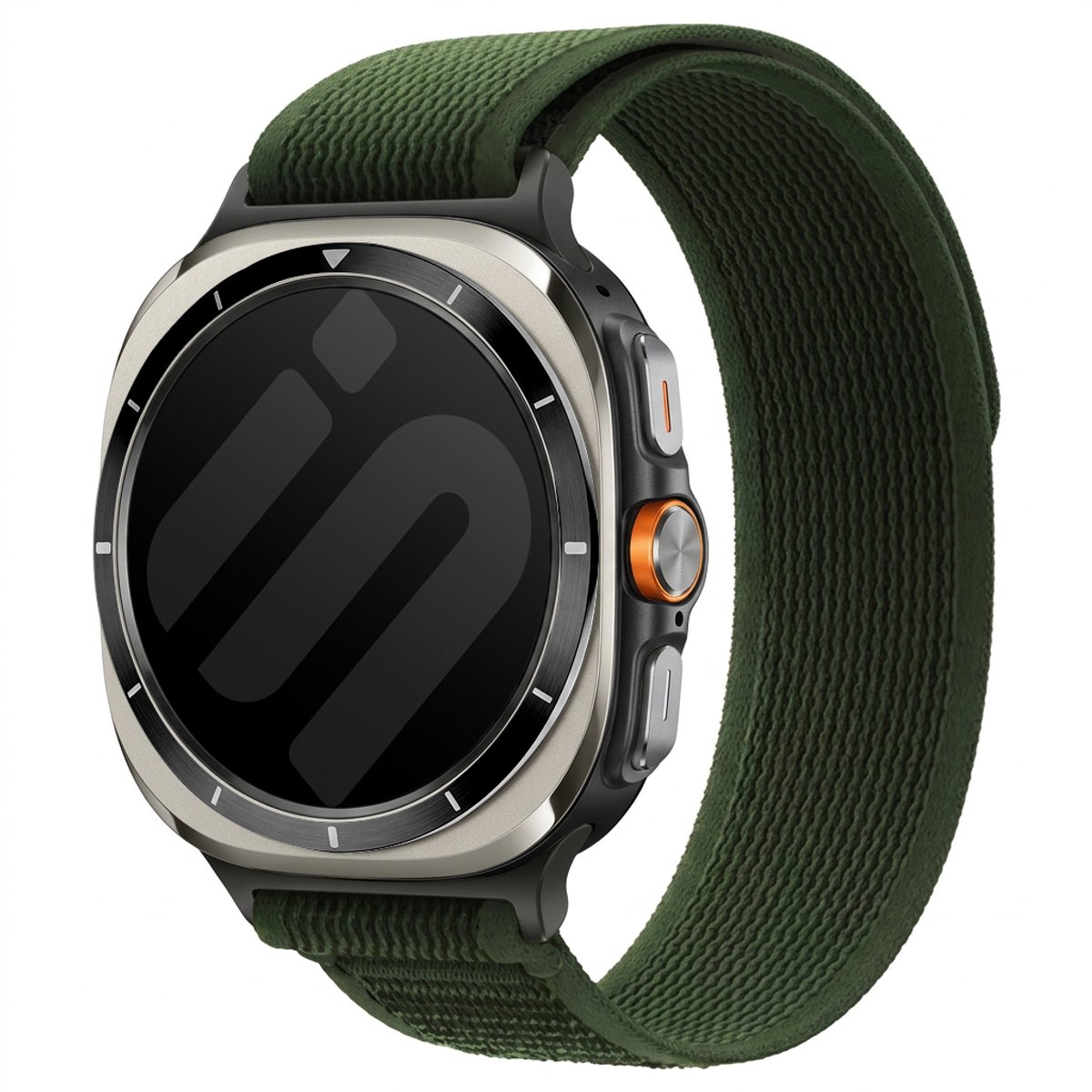 Strap-it Trail Nylon bandje geschikt voor Samsung Galaxy Watch Ultra 2 (2026) / Ultra (2024/2025) - Army Groen