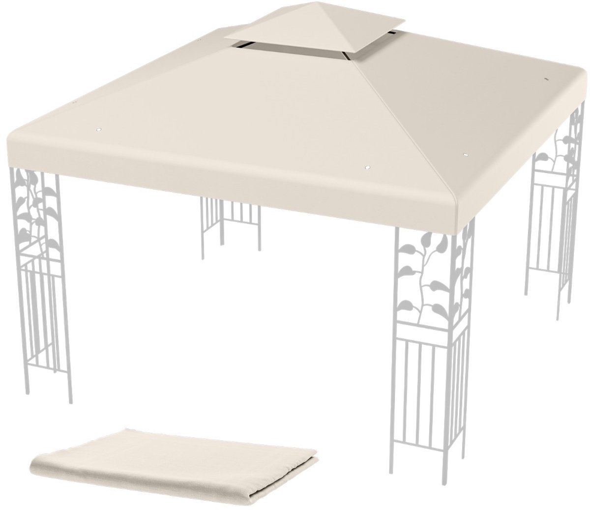 SureDeal® - Partytent - Reservedak - Paviljoen Dubbel Dak - Afvoergaten - Klittenbandsluitingen Paviljoenafdekking - 300x300 cm - Beige