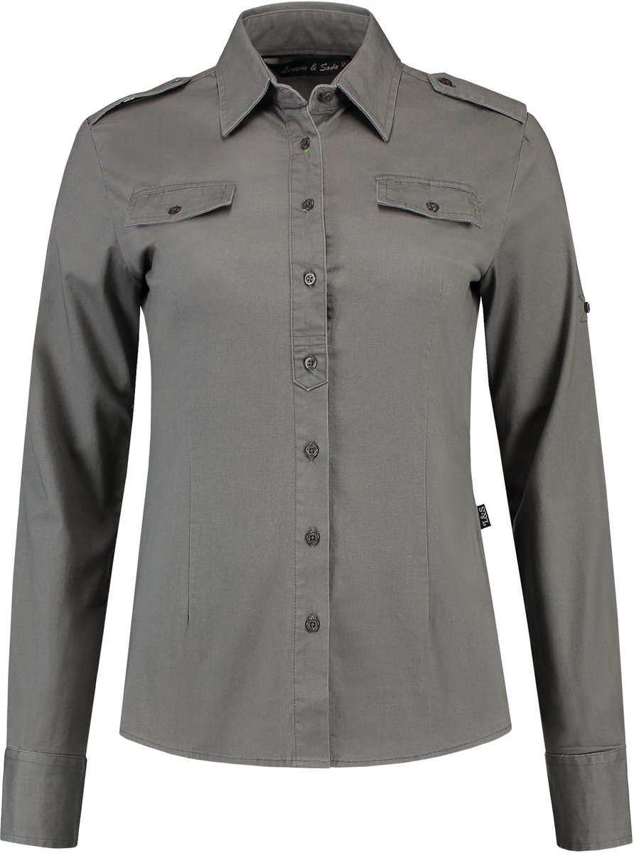 Lemon & Soda blouse voor dames in de kleur pearl grey in de maat XL
