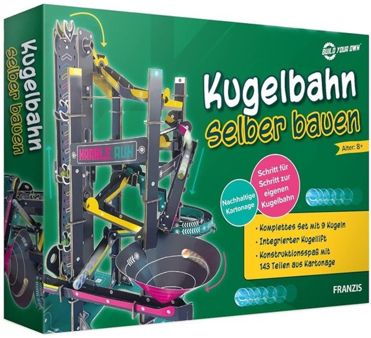 Knikkerbaan Bouwpakket - Marble Run - Creatief Spelen - Zonder Lijm Monteerbaar - 52 cm Hoog