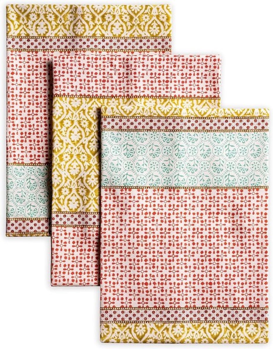 Set van 3 Theedoeken Katoen Provence Stijl - Keukenlinnen 50x70 cm