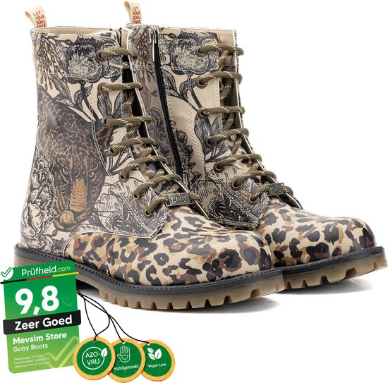 Goby Wild Leopard Dames Laarzen – Handmade – Vegan Leer – Maat 36