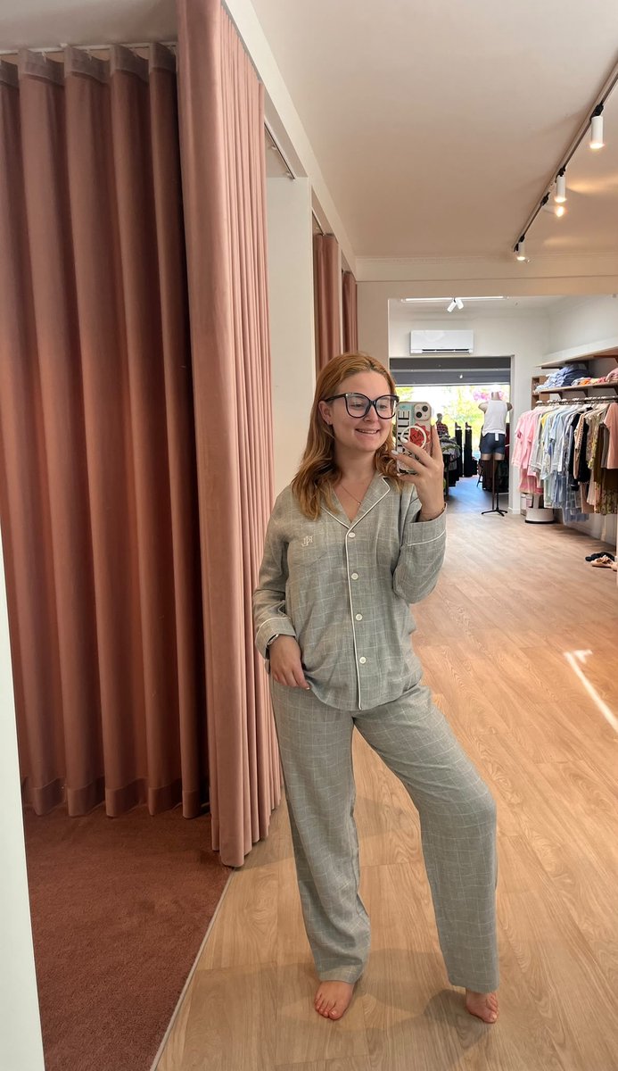 Ralph Lauren, damespyjama, grijze ruit, S