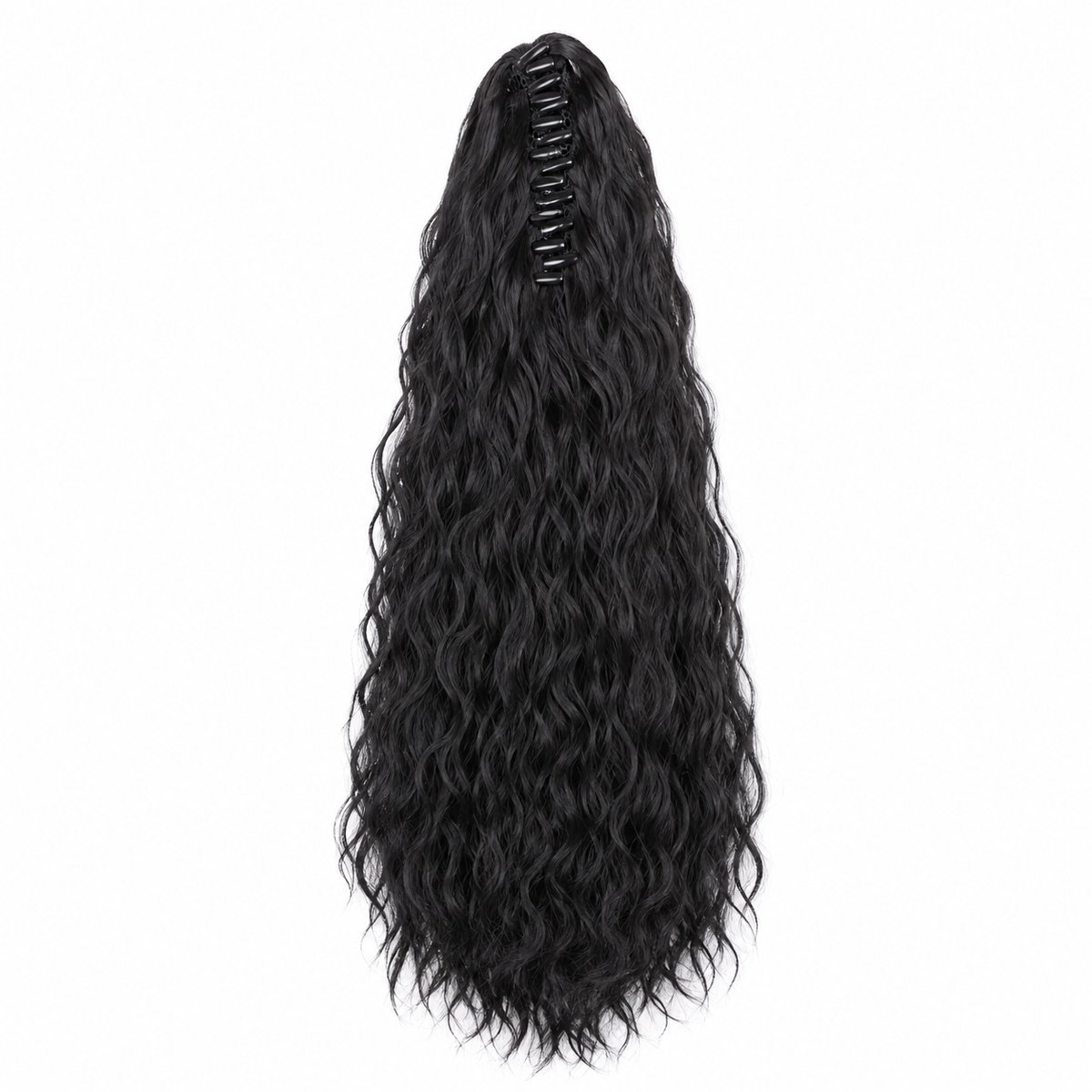 Vivva – Krullende Paardenstaart Haarverlenging met Klauwclip – Ponytail Extension Clip-In – Haarstuk Krullend Synthetisch Haar – Zwart – CURLYTAIL