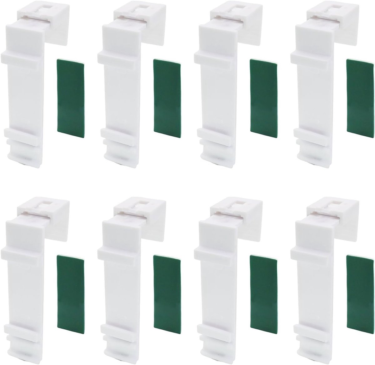 Set van 8 Dubbele Klemhouders, Lange Klemmen voor Dubbele Shutters, Eenvoudig te Installeren zonder Boren, Geschikt voor PVC en Houten Ramen, Perfect voor Raamdecoratie en Bevestiging