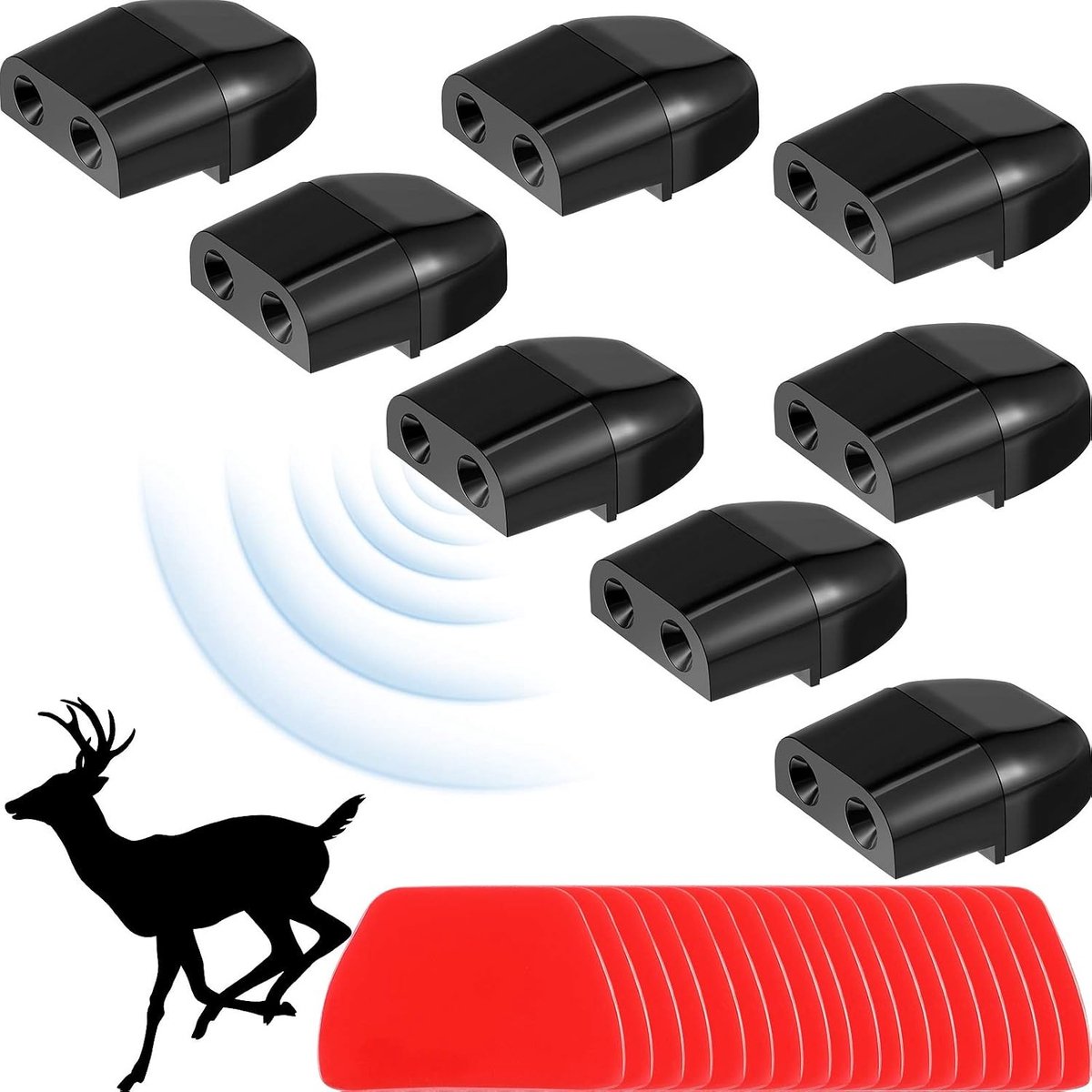 8 Stuks Auto Waarschuwingsfluitjes voor Herten, Dierafschrikmiddelen met 28 Stuks Plakband voor Auto, Vrachtwagen, Motor en SUV