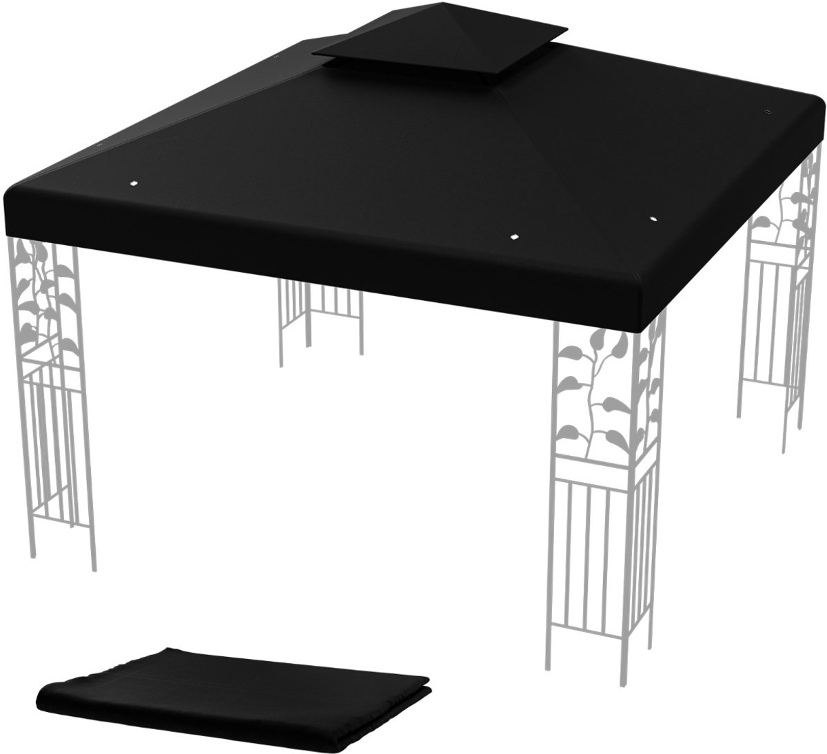 SureDeal® - Partytent - Paviljoendak Vervangdak Paviljoenzeil - Paviljoen Zwart - 300x300 cm - Donkerbruin