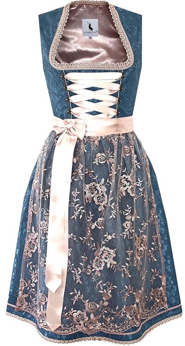 Midi Dirndl Jurk met Kant Schort voor Dames