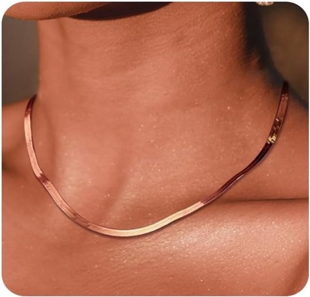 Dames halsketting slangenketting visgraat choker