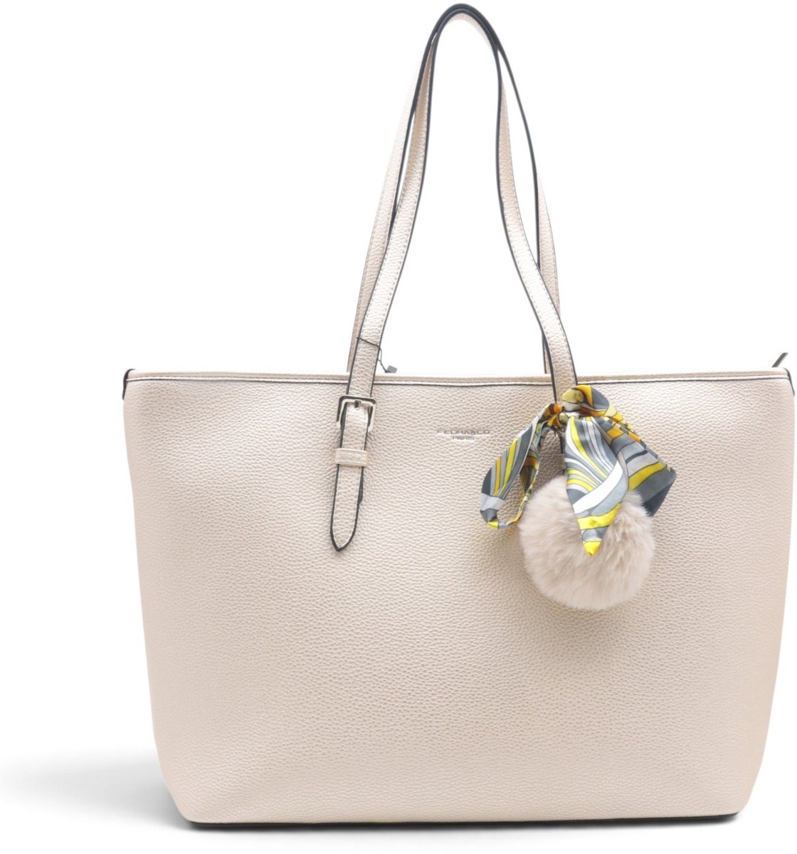 Flora&Co - CLEO - soft - grote shopper/totebag - ivore - geschikt voor A4 of laptop - ideaal voor school- of werktas