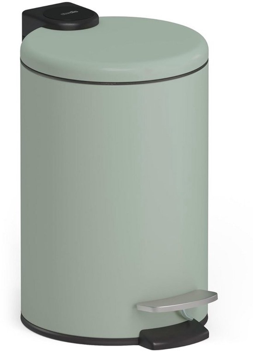 Pedaalemmer 3 liter - roestvrij staal - pastelgroen - softclose - stofvrij deksel - badkamer en keuken