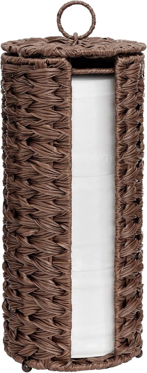 Vrijstaande Toiletpapierhouder - Waterdichte Organizer voor Badkamer - Decoratieve Wicker Opbergkast voor Toiletpapier - Praktische Toiletpapieropslag, Bruin