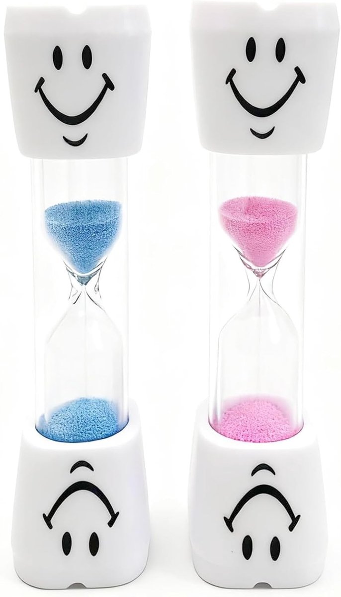 Set van 2 Kinder Zandlopers voor Tandenpoetsen - 3 Minuten Timer voor Effectieve Mondhygiëne en Speelse Tandenreiniging