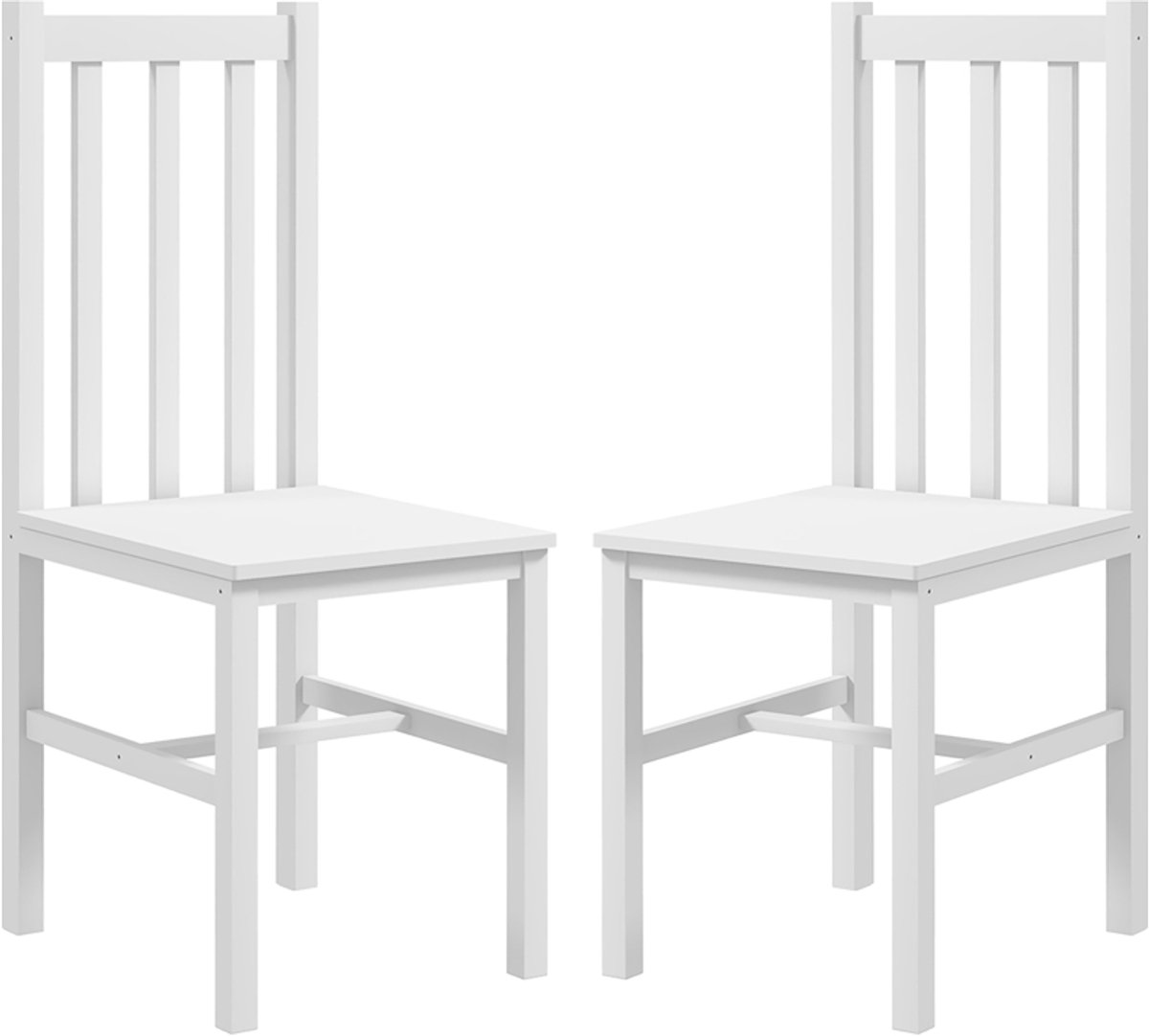 Eetkamerstoel - Set Van 2 - Keukenstoelen - Massief Hout - Modern Design - 38,5 x 47,5 x 99 cm - Wit