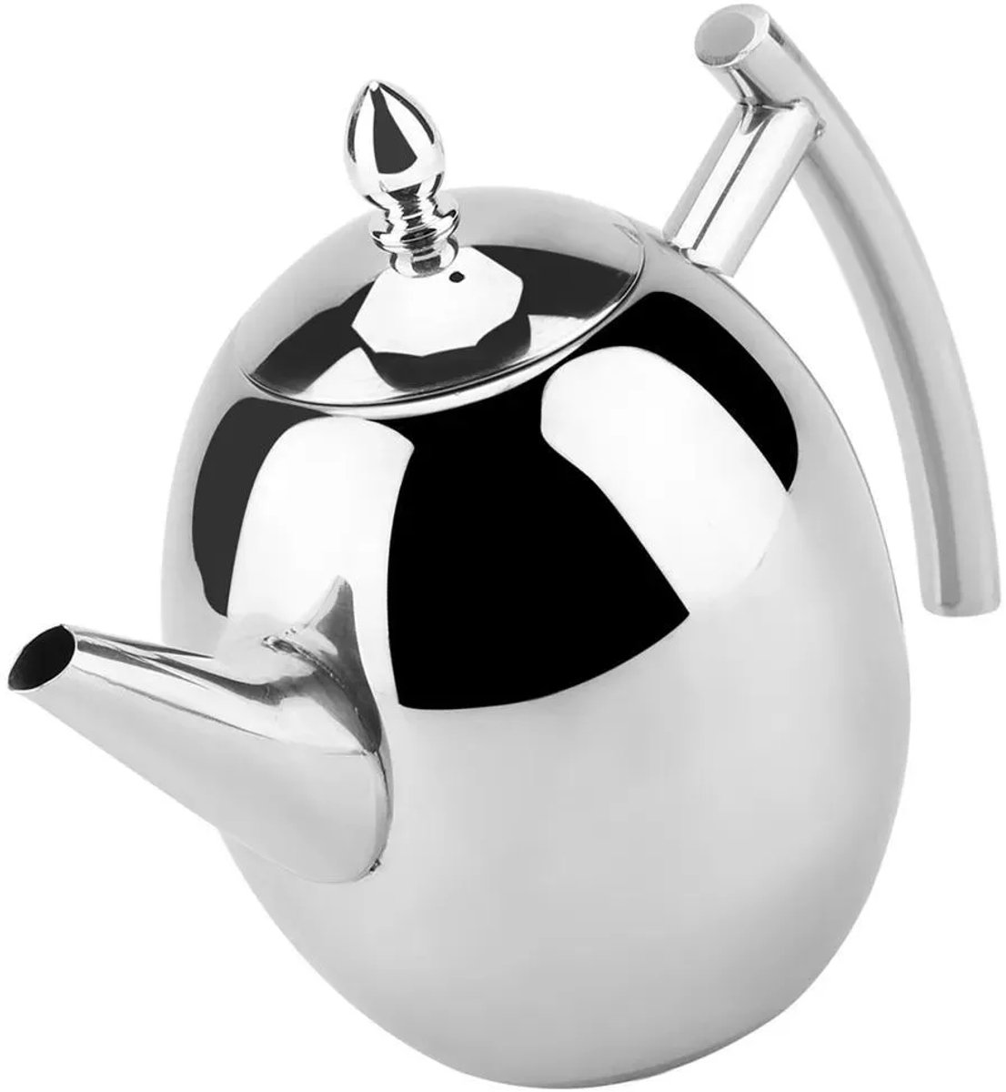 Roestvrijstalen theepot/waterkoker, Geschikt voor het zetten van thee en koffie en het koken van water, Geschikt voor uitneembaar zeefje (1500 ml).