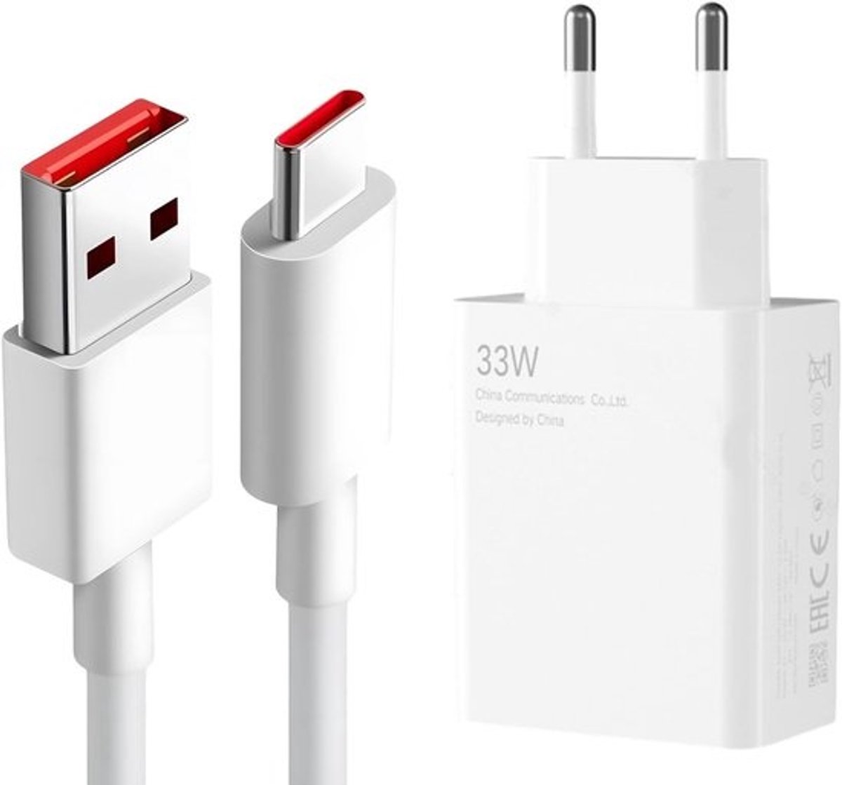 Snellader - Type C Lader - Mobiel Opladen - 33W Vermogen - 1.5 Meter - Wit