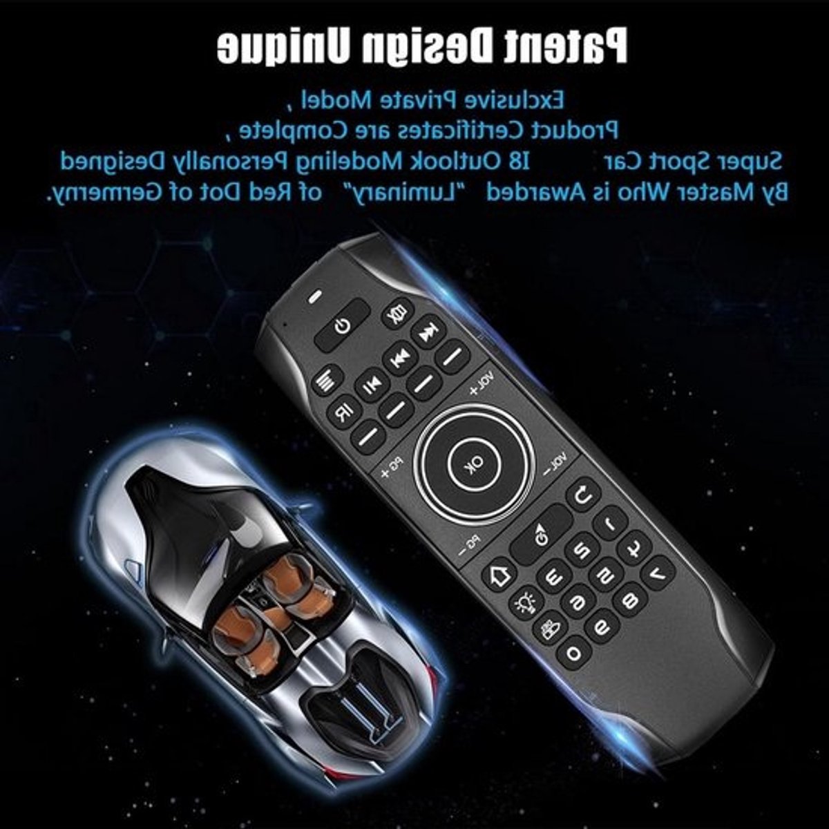 Afstandsbediening met Toetsenbord - Muis Afstandsbediening - Smart TV Besturen - IR Leerfunctie - 10 Meter Bereik - Zwart