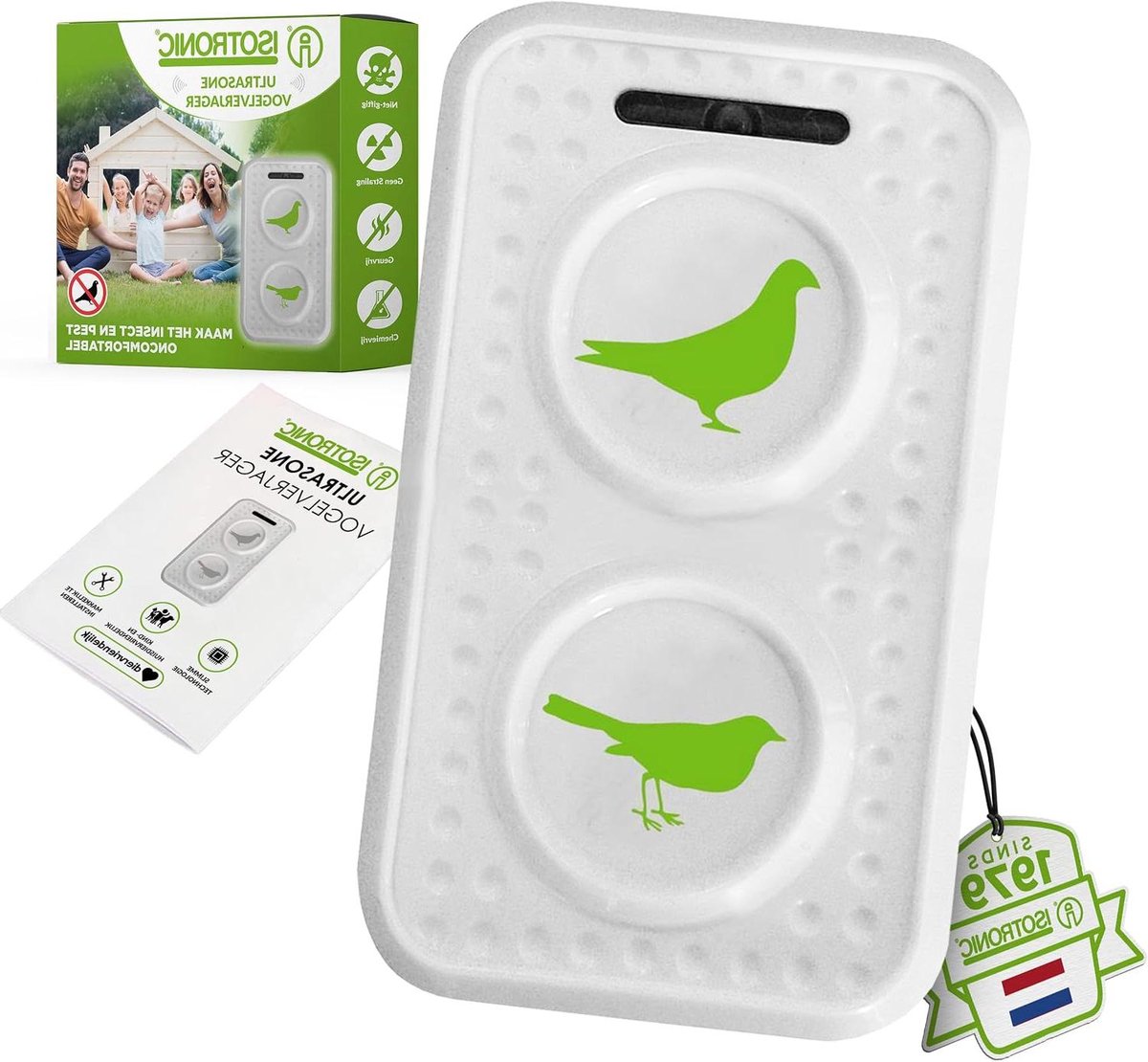 Ultrasone Vogelverschrikker - Apparaat Verjager - Dieren Wegjagen - Wisselfrequentie - 50 m² Bereik - Grijs