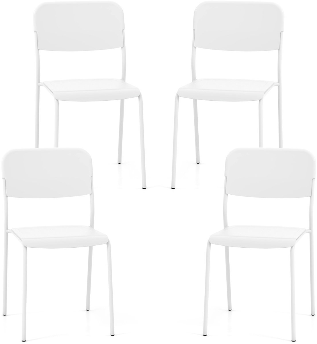 SureDeal® - Eettafel - Eetkamerstoelen Stapelstoelen Schuine - Binnen - Buiten Zwart - Wit - 48,5x44,5x81 cm - Zwart
