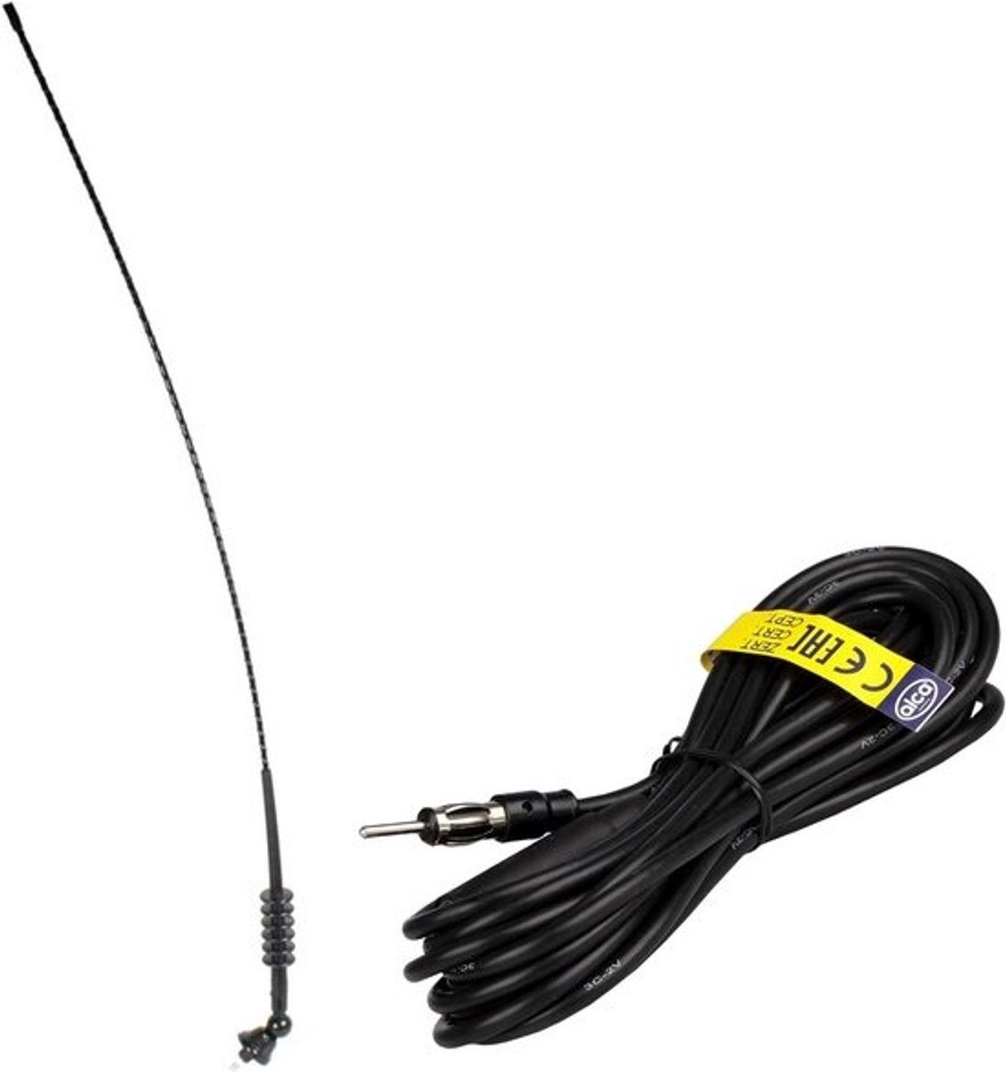 Universele Auto Antenne - Dak Mast Radio - Verbeter Ontvangst - Spiraal Constructie Geluidloos - 80cm Mast 4.5m Kabel - Zwart
