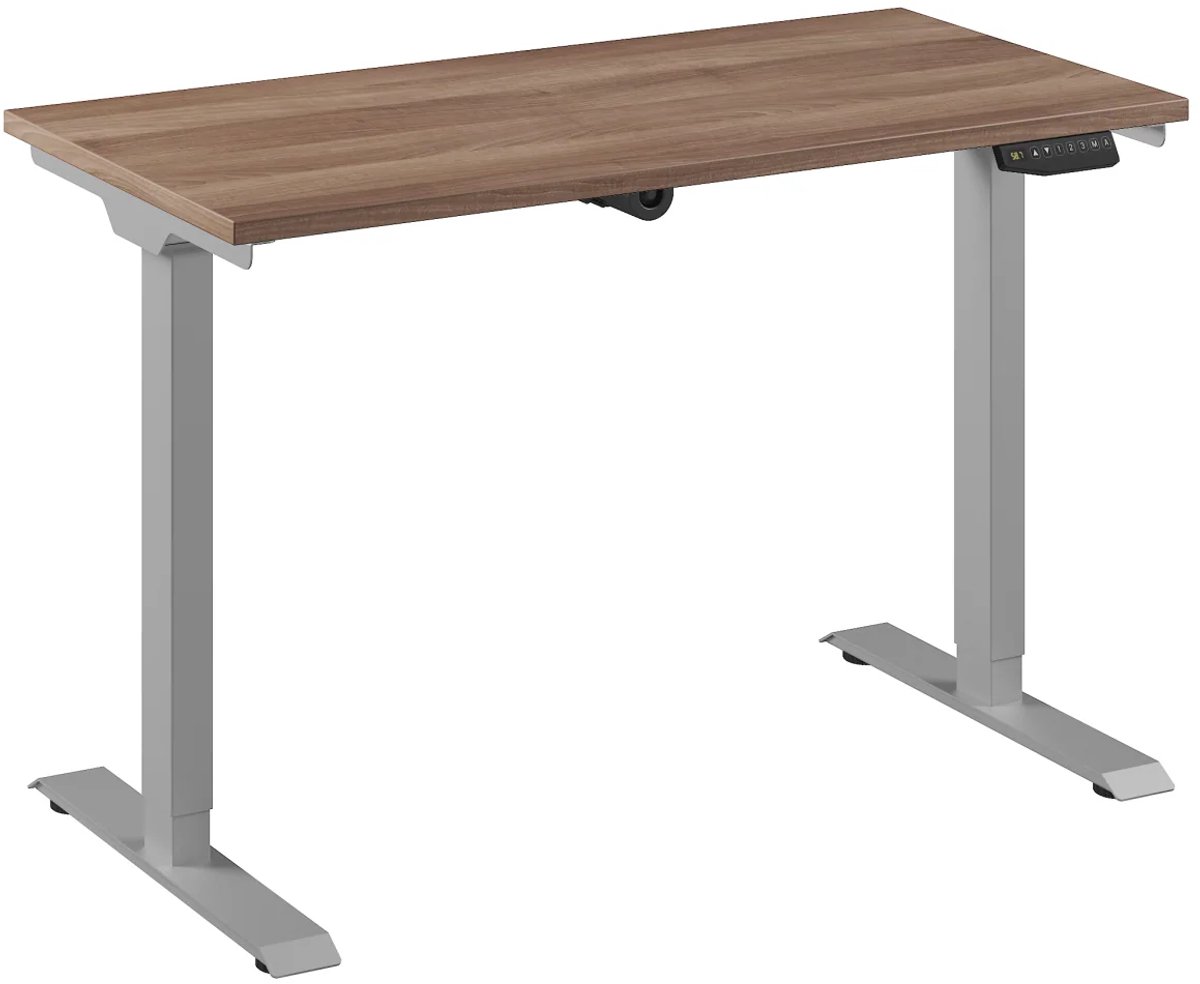 Bureau Adjust 1 Plus QA 120x60 Aluminium/Eiken tabak