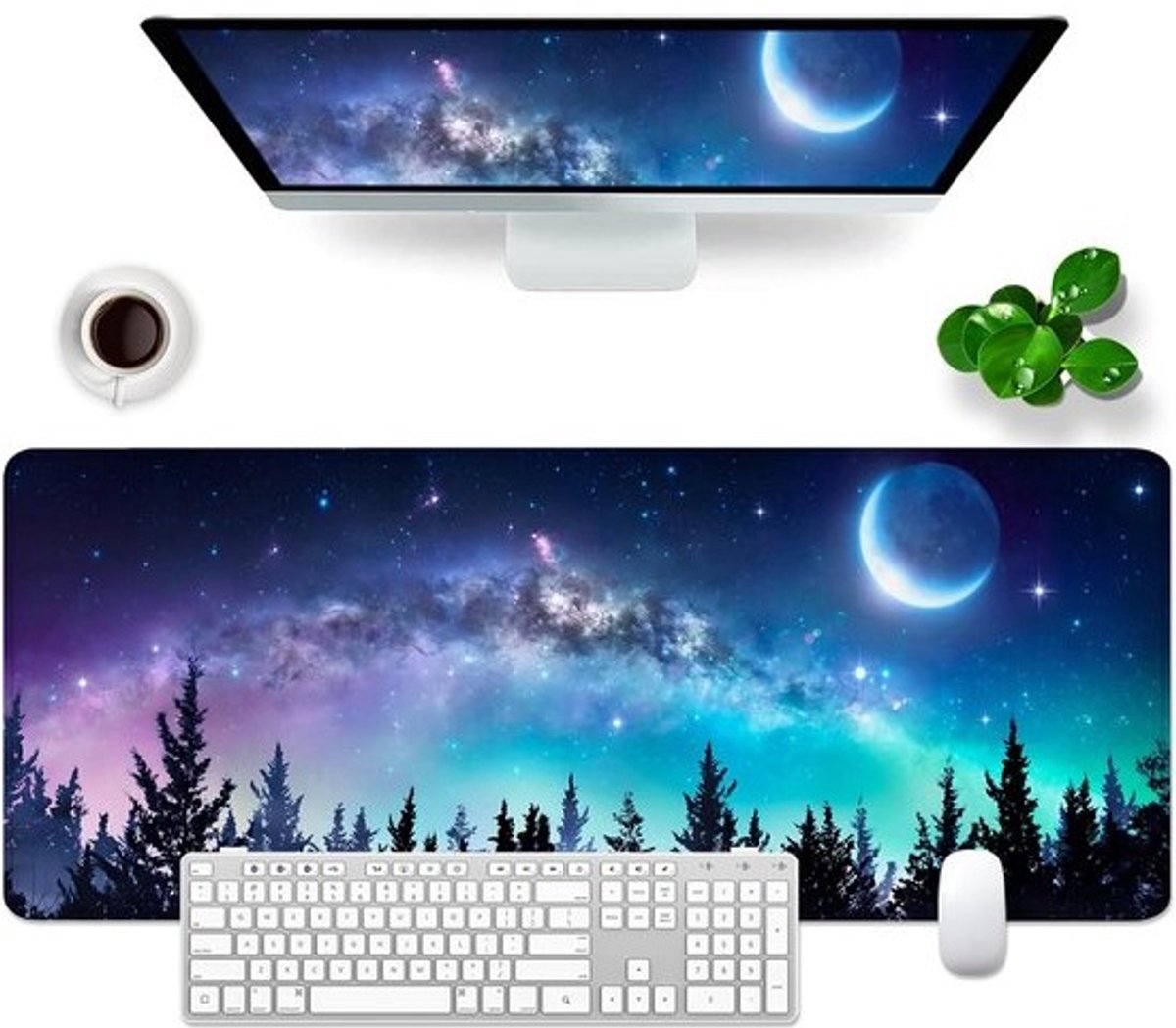 XL Gaming Muismat en Bureauonderlegger 80x30cm - Snelheid en Controle - Sterrenhemel Design