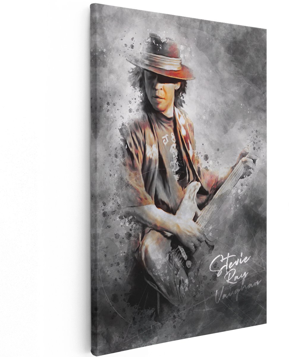 Artaza Canvas Schilderij Stevie Ray Vaughan met zijn Gitaar - 120x180 cm - Groot - Muurdecoratie - Canvas Print