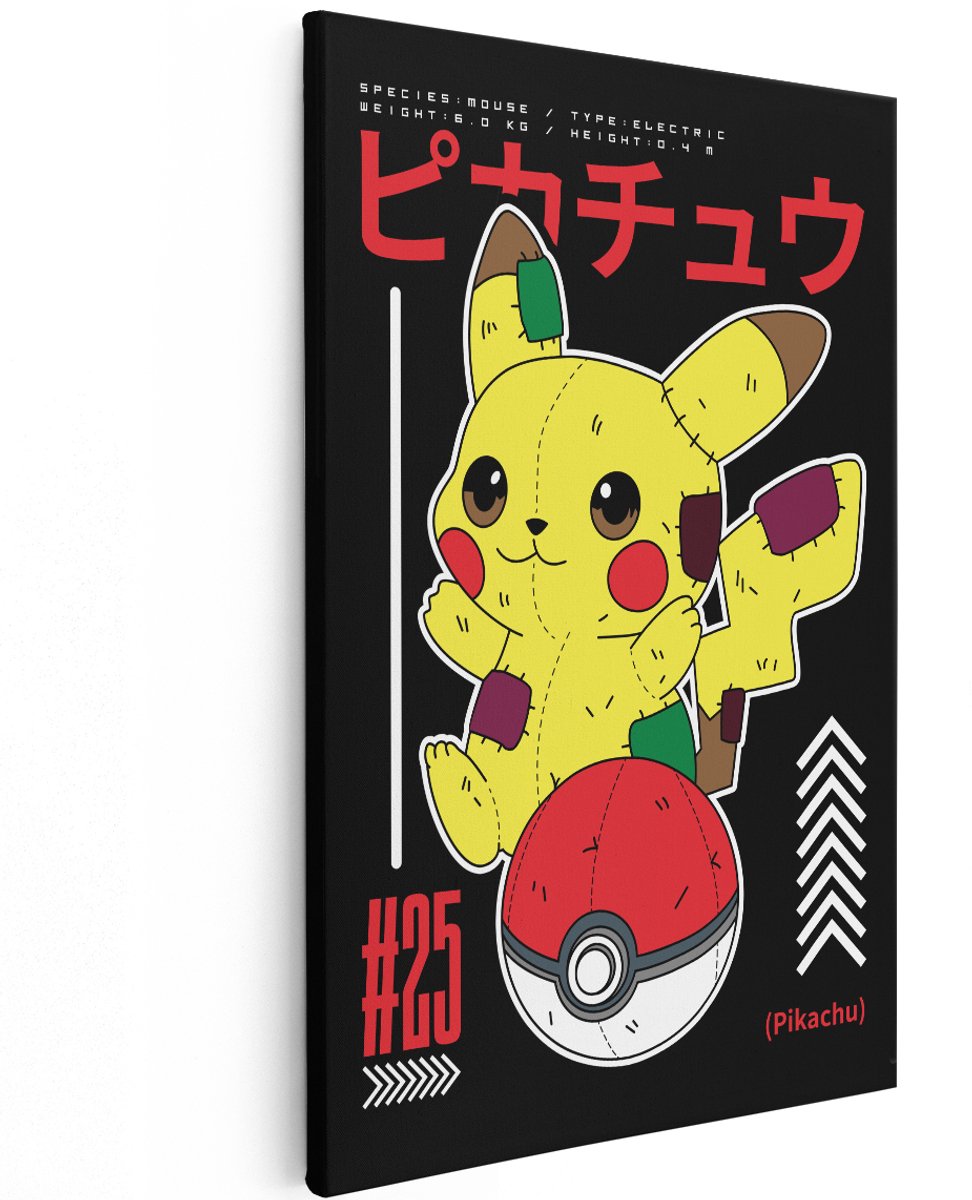Artaza Canvas Schilderij Pikachu - 120x180 cm - Groot - Wanddecoratie Kinderkamer - Muurdecoratie Pokemon - Decoratie Jongenskamer - Anime