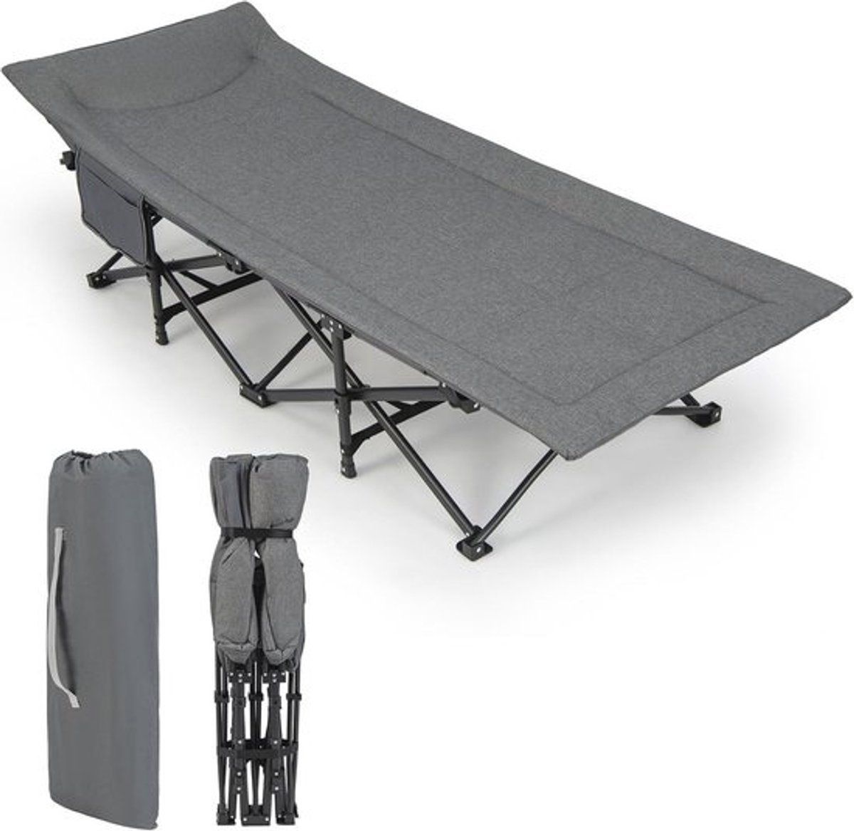 Camping Bed met Opbergtas - Vouwbed van Oxford Stof en Metalen Frame - 190 x 68 x 48.5 cm - Buitenbed voor 1 Persoon - XL - Antislip - Draagvermogen 200 kg